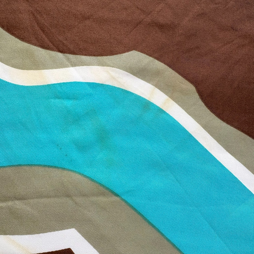 Vintage Sally Gee Brown Blue Abstract Silk Blend Scarf - Picture 7 of 10